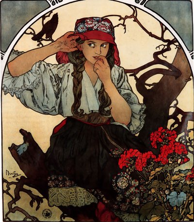 This is a picture of Poster for Moravian Teachers' Choir by Alphonse Mucha